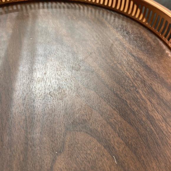 Gorgeous Vintage Style Copper & Faux Wood Design Table/Centerpiece Tray - Picture 9 of 10